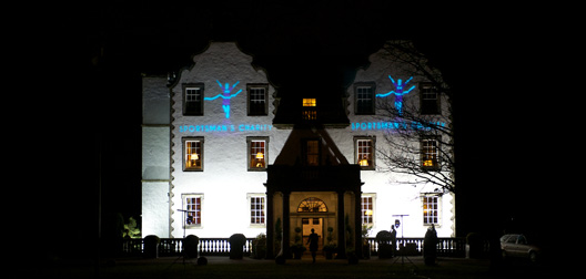 Prestonfield House Hotel with Sportsmans Charity lighting